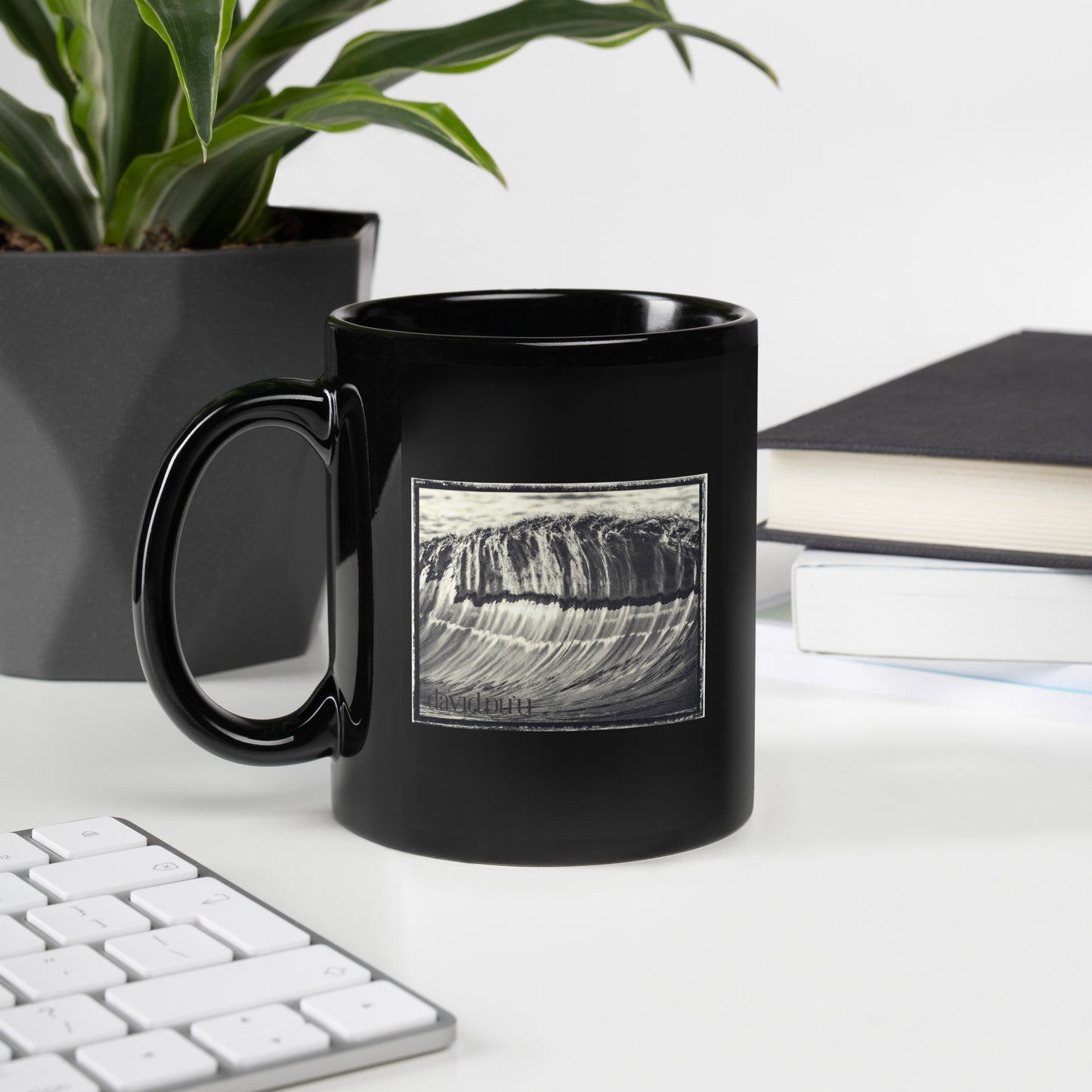 Black and White Wave Surf Mug - Dive into the Intimate Beauty of the Ocean with David Pu'u's Artistic Photography
