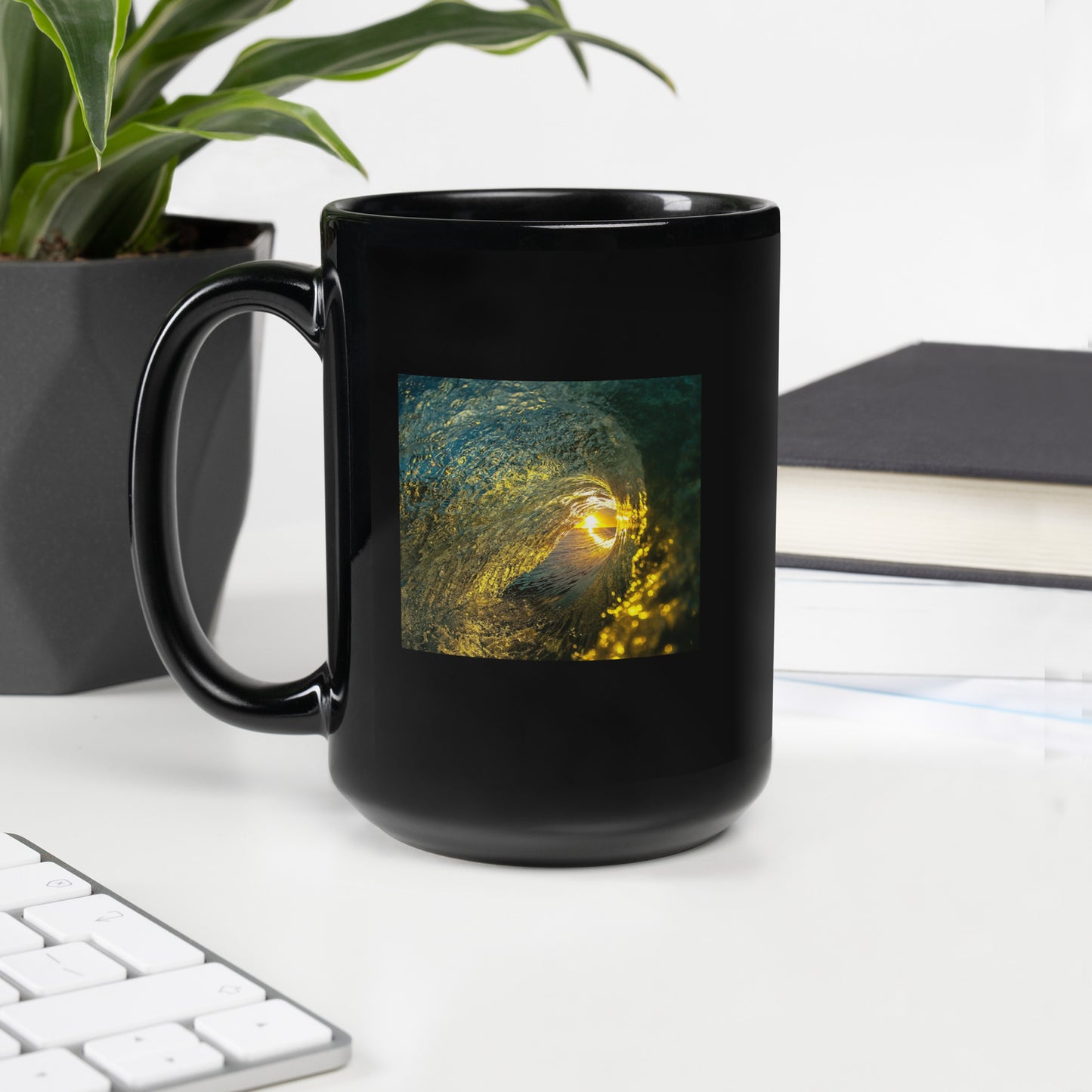 Golden Hour Surf Barrel Mug - Experience the Magic of Surfing with David Pu'u's Breathtaking Photography