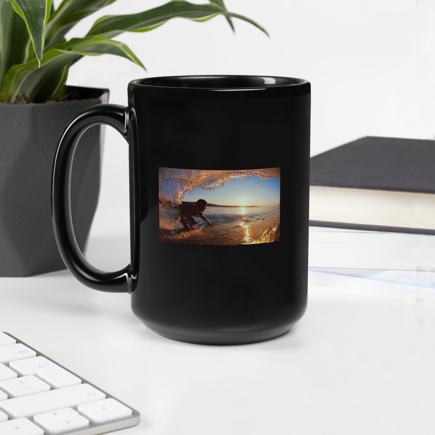Dawn Patrol Surfer Wave Mug - Embrace the Essence of Surfing at Sunrise with David Pu'u's Captivating Photography