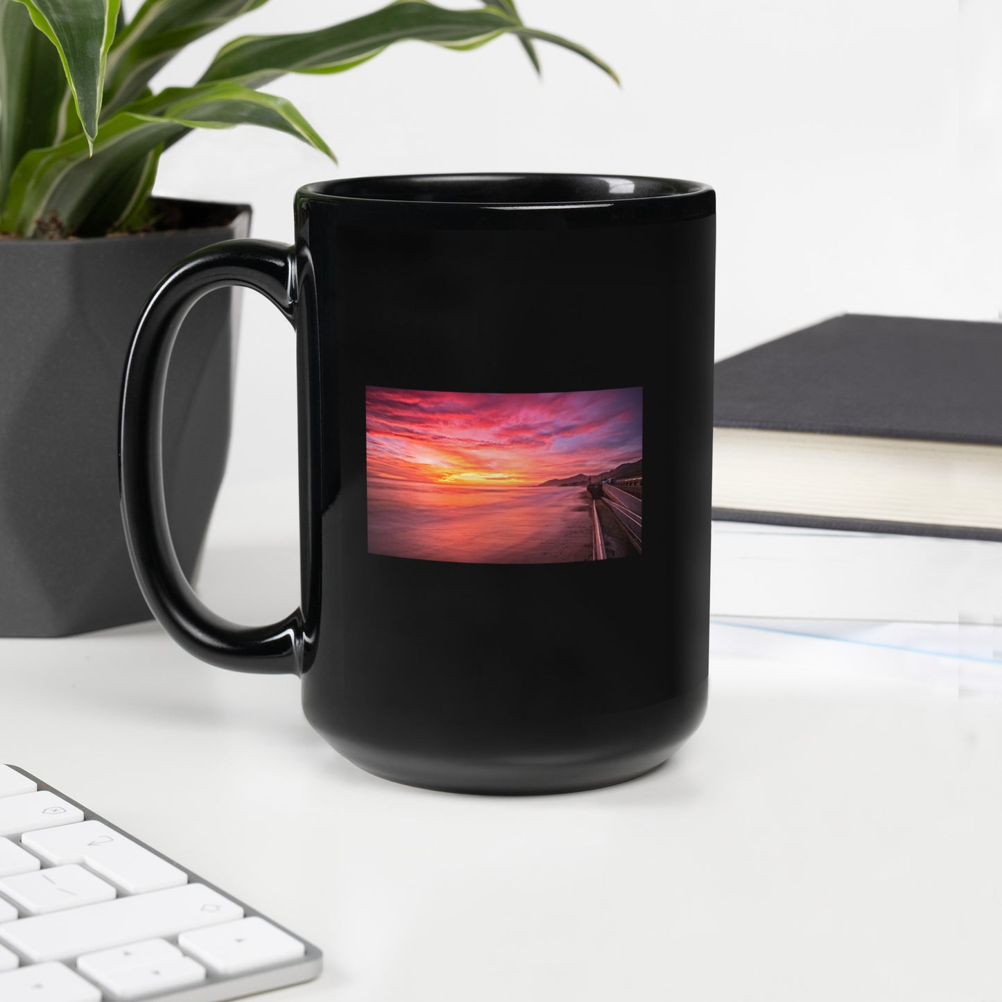 California Sunset Surf Mug - Experience the Magic of the California Coastline at Sunset by Famous Surf Photographer David Pu'u